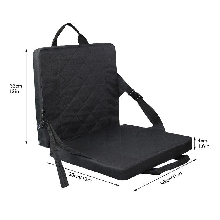 Heated seat dimensions: 15 × 13 × 1.6 in (38 × 33 × 4 cm)